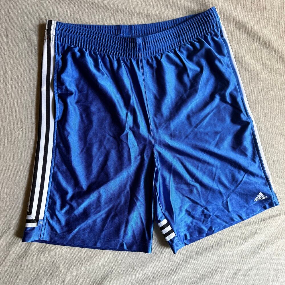 Vintage adidas Basketball Shorts Men's M Blue Shiny Dynasty Dazzle Y2K Satin